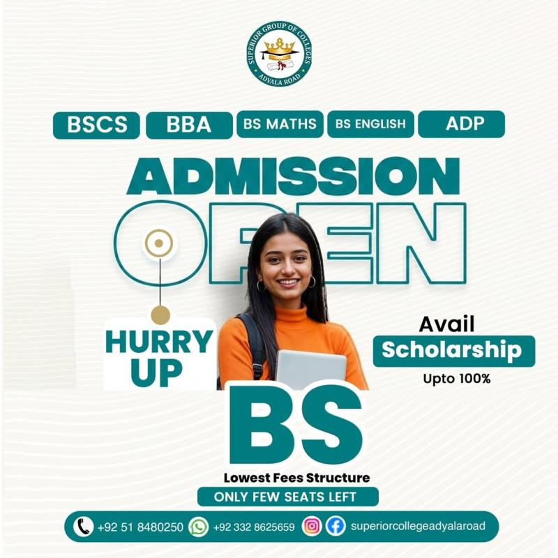 SUPERIOR College Adyala Road admission open campaign creative