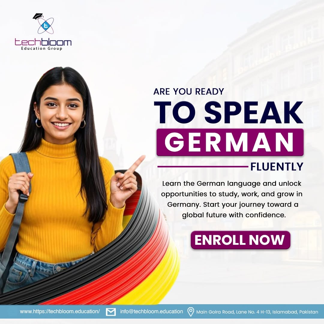 TechBloom German language course campaign creative